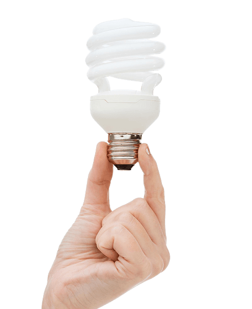 Hand holding lightbulb - Solar energy concept